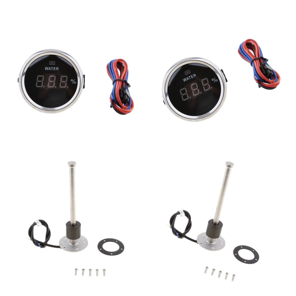 Pair 200mm Marine Fuel &amp; Liquid Level Gauge Sensor+ Pair 2'' Fuel Level Meter