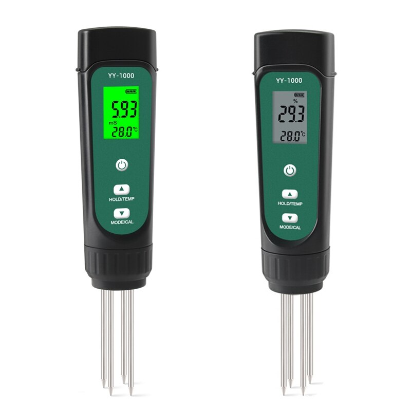 ABSF 3 in 1 Digital Soil EC Moisture Temperature Meter Humidity Tester LED Display Remove Probes Test Analyzer