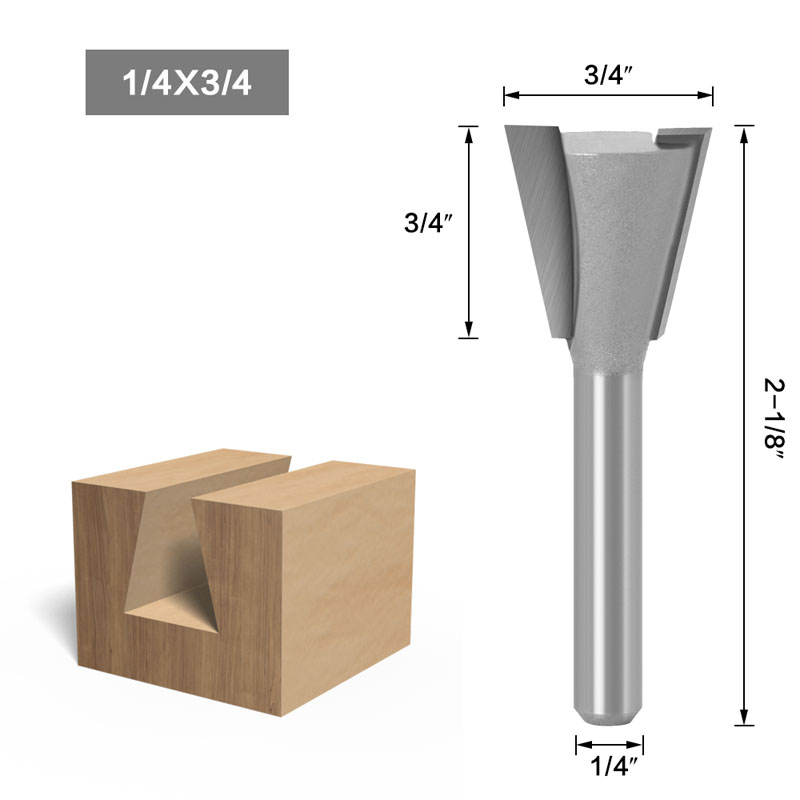 1Pc 6.35Mm 12.7Mm Schacht Hout Cutter Zwaluwstaart Frezen Voor Hout Tungsten Graveren Tool Frezen: NO5