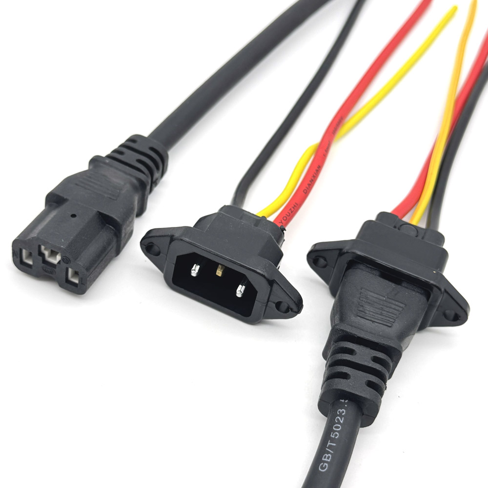 10A E-bike Battery Charging Socket Electric Car Connector Charging Plug Universal Three Vertical Cable for 36V 48V Vehicle