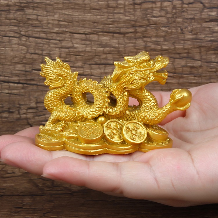 Chinese auspicious dragon statuette Resin sculpture Feng Shui Decoration Home living room bedroom office decoration dragon: 1