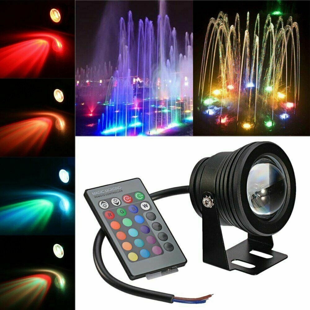 Waterproof RGB LED Flood Light Underwater Fountain Pool Pond Aquarium Spotlight Bulb Lamp Outdoor Garden AC DC 12V 110V 220V
