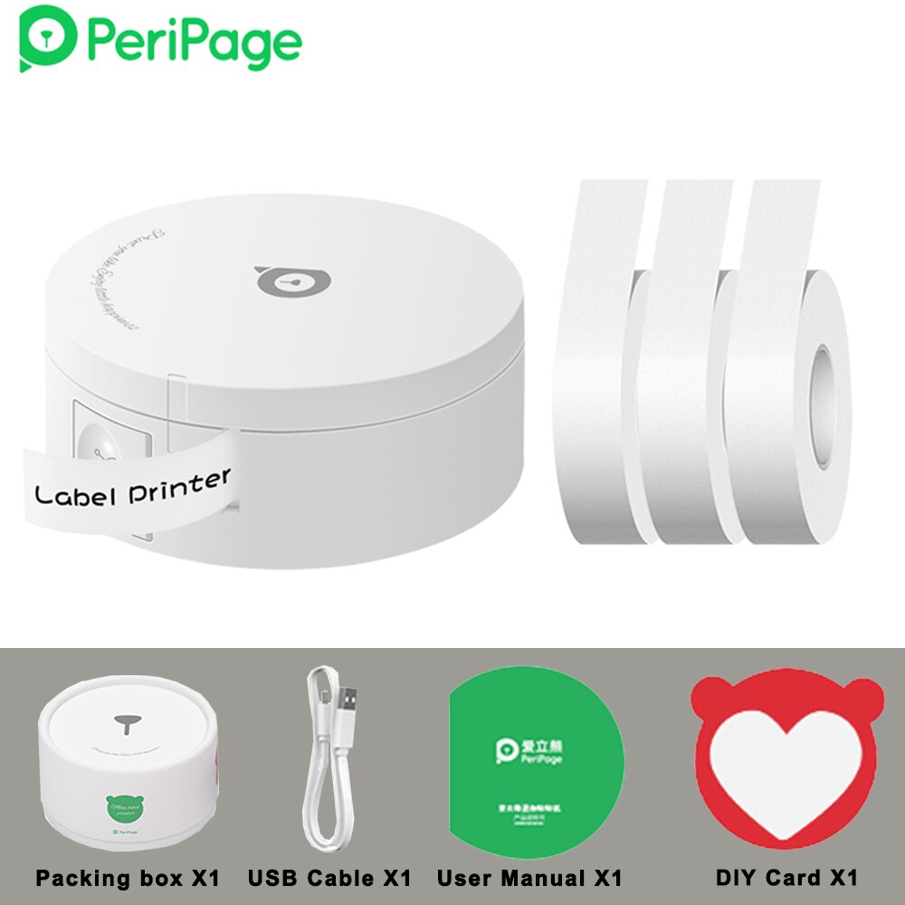 PeriPage L1 Printer Mini Pocket Label Maker Sticker Inkless Portable Thermal Label Printer Bluetooth-compatible: W-3 Roll Paper