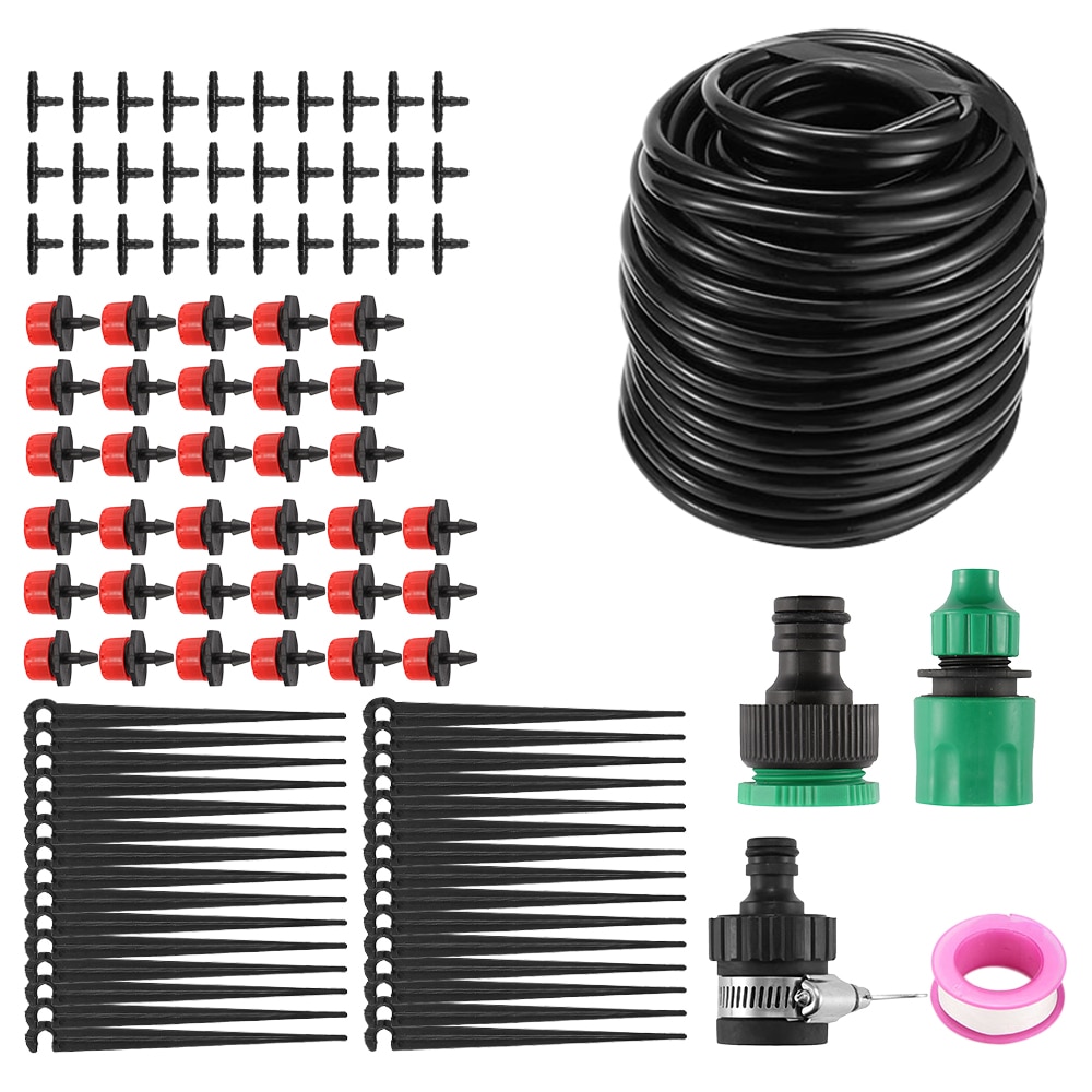25m Plants Garden Watering System DIY Garden Hose Kits Adjustable Nozzles Garden Water Sprinkler Irrigation System