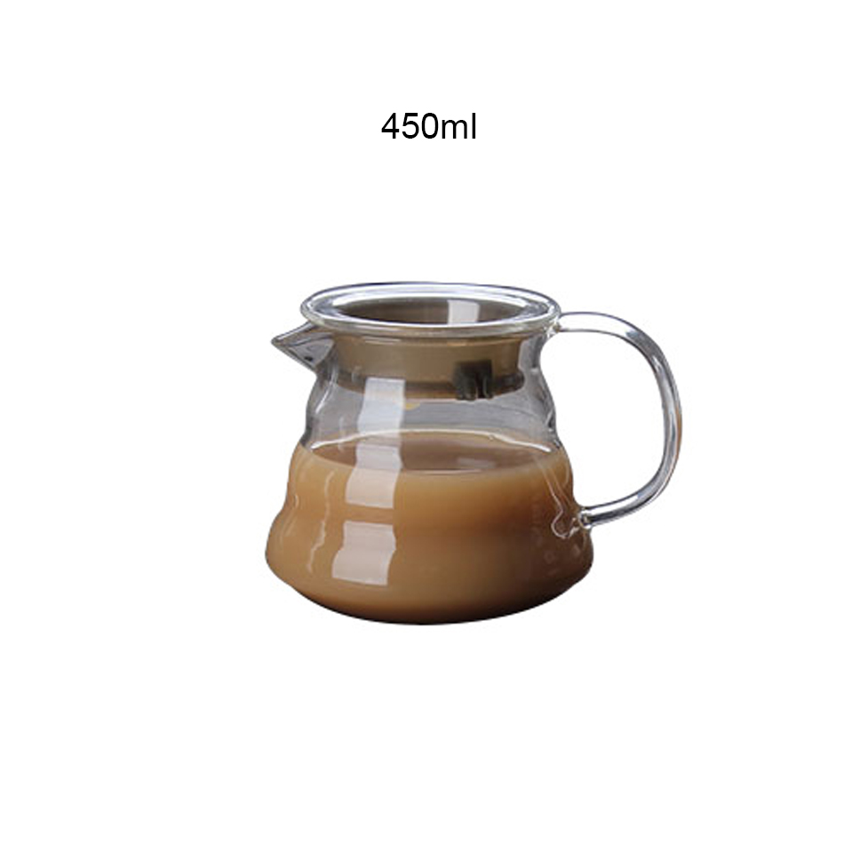 YRP 360ml 450ml 800ml V60 Giet Over Glas Bereik Koffie Server Karaf Drip Pot Koffie Waterkoker Brouwer barista Percolator Duidelijk Tool: 450ml pot