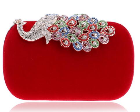 YINGMI Pavo Real de Diamantes Bolsos de Hombro de la Cadena de Metal Bolso de Noche Largo Rhinestones Wedding Nupcial Del Embrague Del Monedero Del Bolso De La Boda