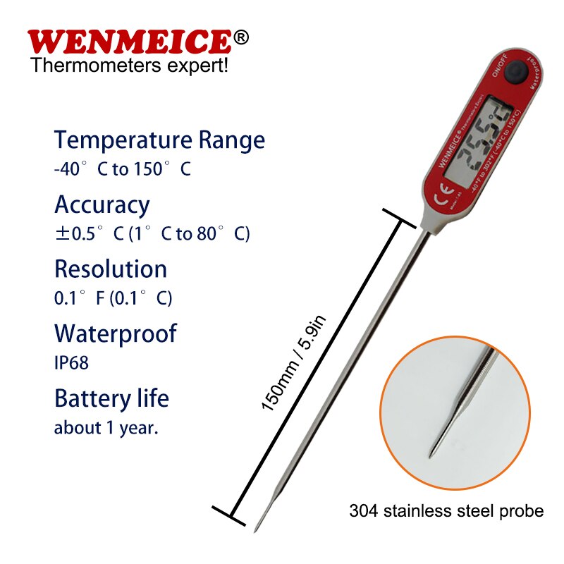 Termómetro químico de suelo Industrial para laboratorio, calibración automática IP68, termómetro para alimentos congelados, temperatura del agua y leche