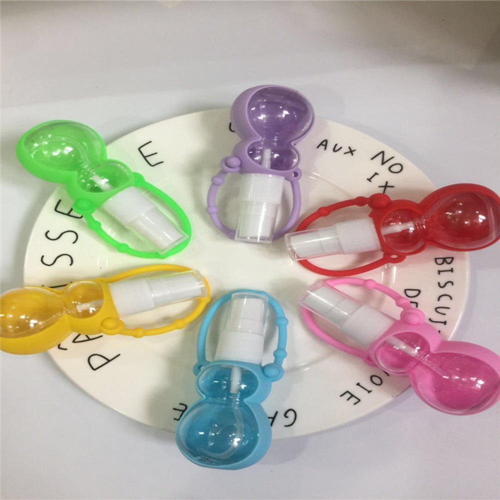 30ml silicone dos desenhos animados forma cabaça mini gel portátil desinfetante para as mãos mini garrafa recarregável removível viagem capa
