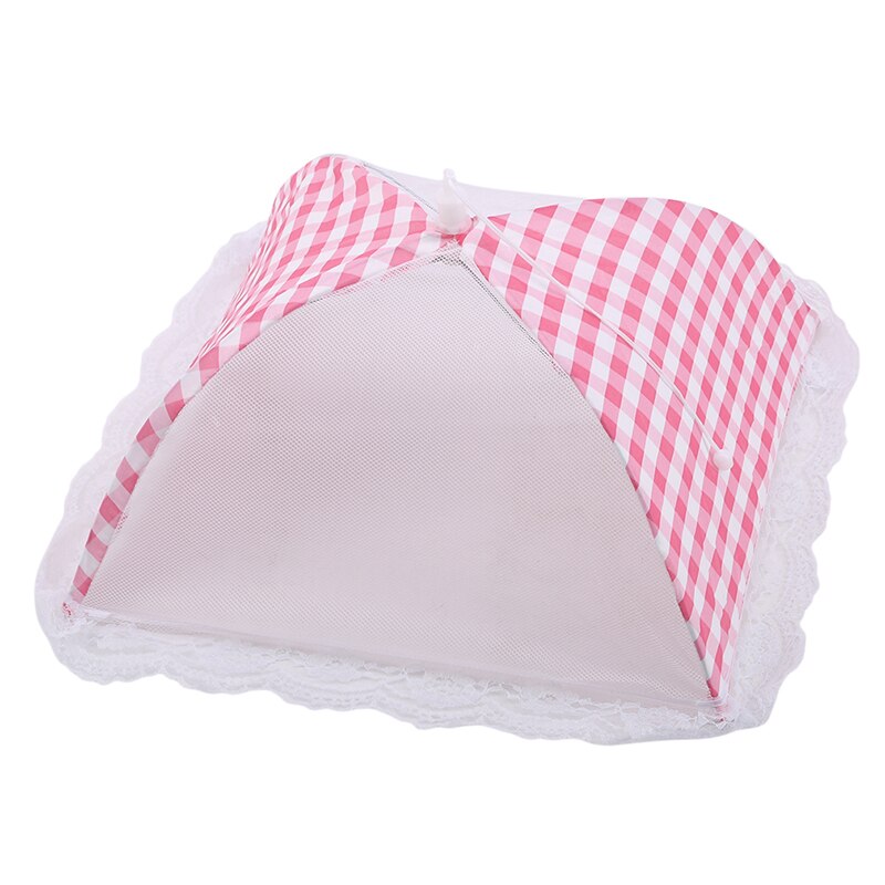 Carré 12 pouces treillis plat couverture Table à manger Anti-mouche nourriture fruits respirant couverture maison cuisine nourriture couverture: pink