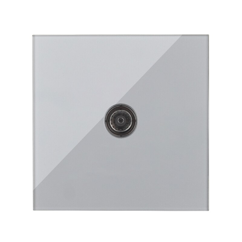 Wall Socket Internet Socket PC Data Female Dual Socket Telephone RJ45 Network Port Data TV Socket Silver Crystal Glass Panel: 1TV