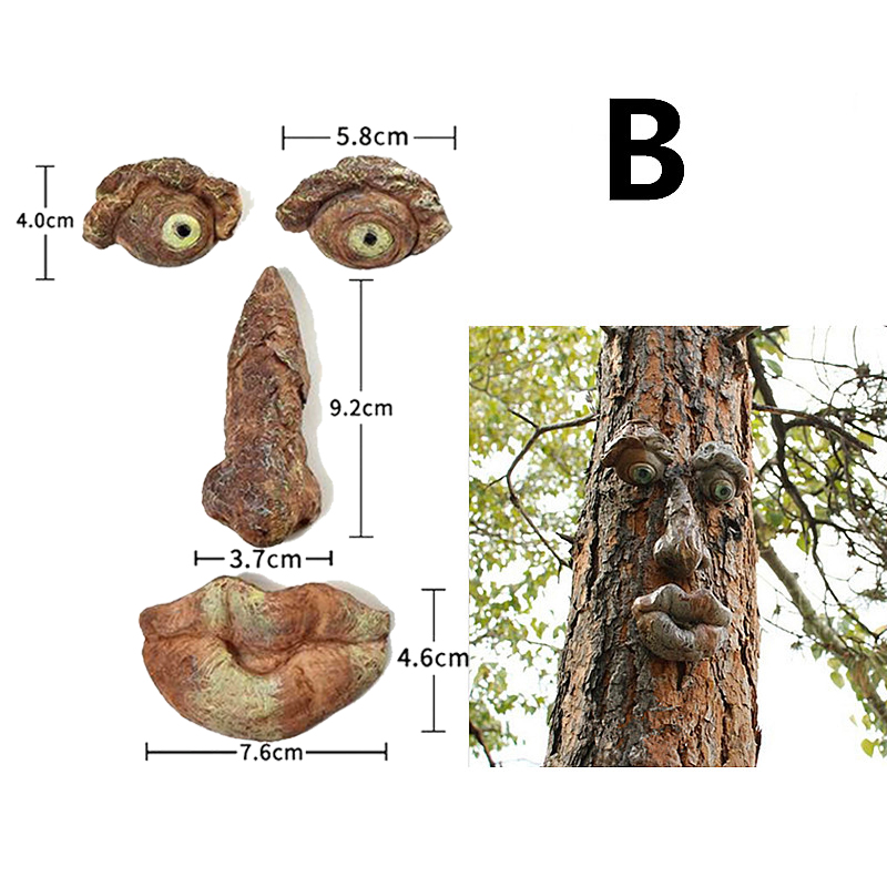 Lofytain DIY Funny Old Man Tree Face Hugger Garden Art Outdoor Tree Amusing Old Man Face Sculpture Whimsical Tree Face: army green