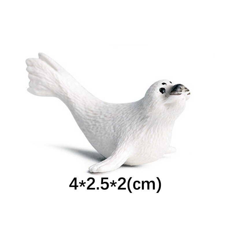 Toy Figures Model Handgemaakte Wildlife Animal Bear Poolvos Wolf Beluga Walvis Seal, Sneeuwuil Polar Regio Educatief: White seal