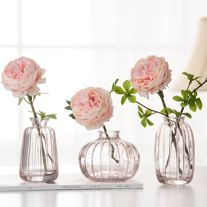 Florero tintado para sala de estar, flores secas, estilo nórdico Ins, cristal transparente, accesorios de decoración para el hogar, jarrones de flores para el hogar
