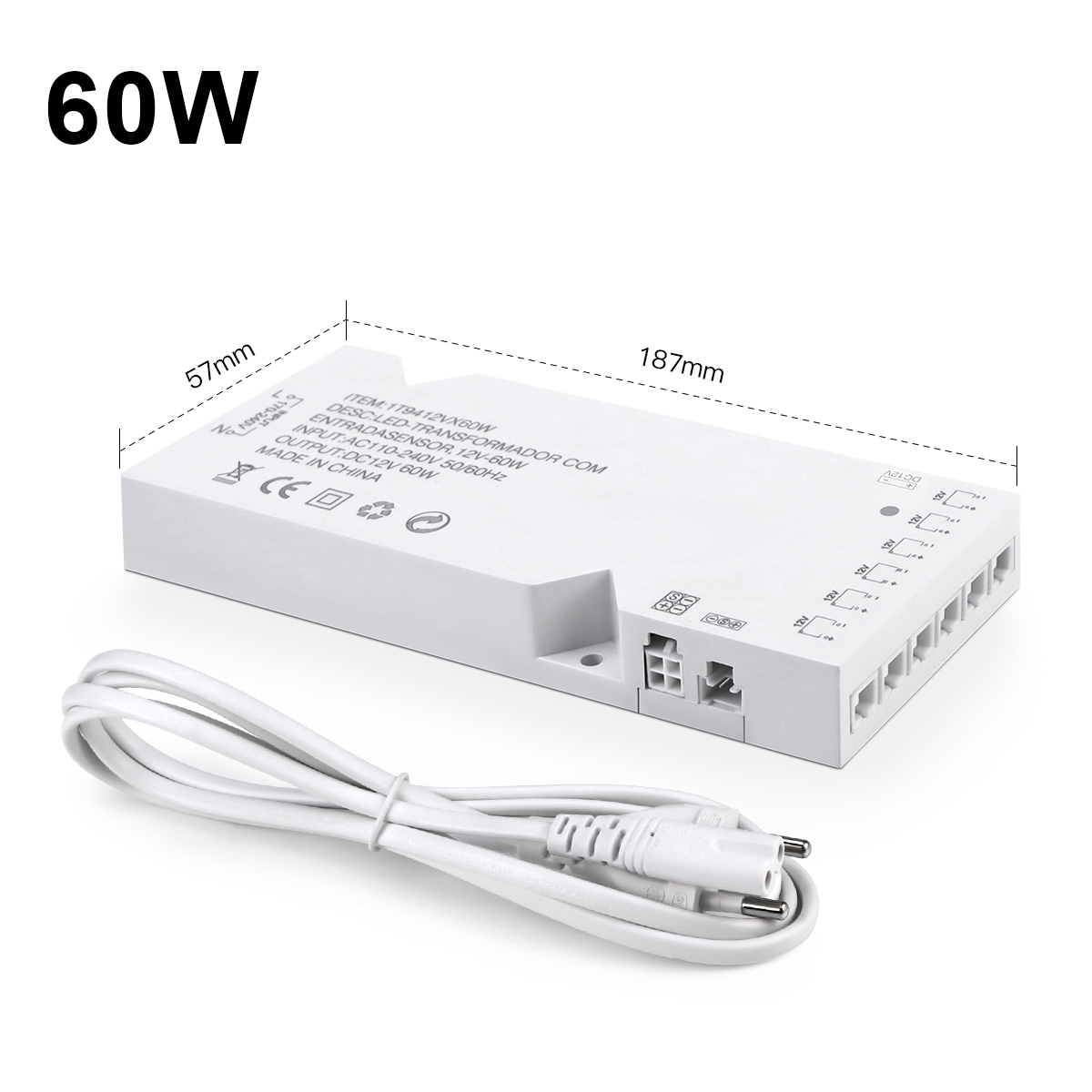 Transformador de iluminación LED DC12V 2A 3A 5A 8A, adaptador de fuente de alimentación, puerto Dupont, controlador de tira LED, bricolaje, armario para el hogar, estante de luz: Castaño / 5 W