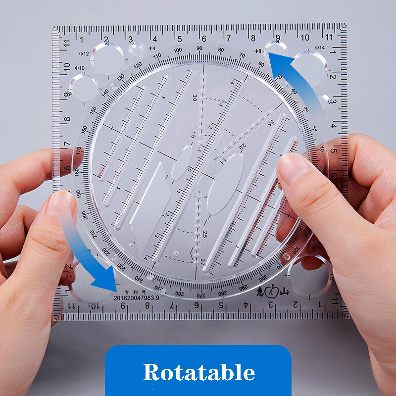 Multifunctional Drawing Ruler Transparent template Ruler For Student Painting Measuring Handbook Report Handbook