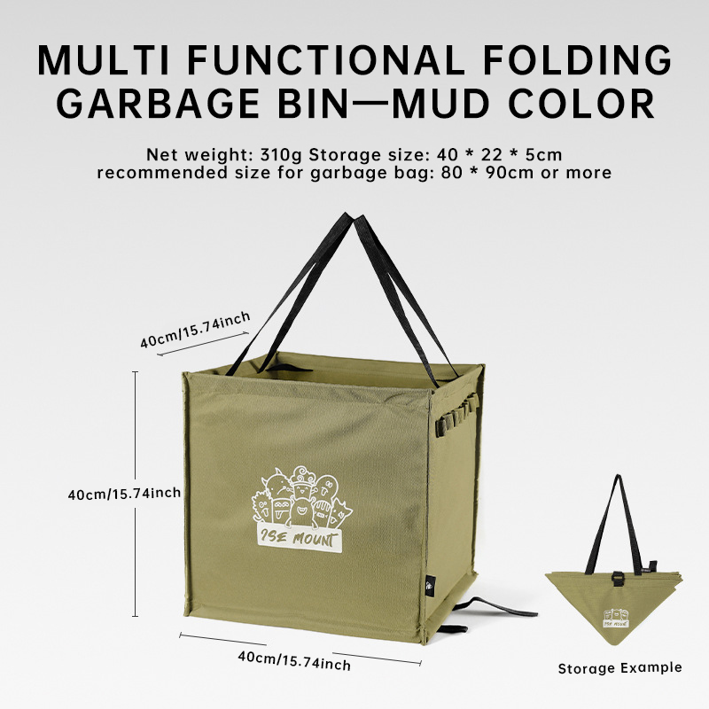 Tragbare draussen-Mülleimer, multifunktionale Camping-Aufbewahrungsbox, faltbar, leicht, Segeltuch-Tasche, Picknick-Müll-Aufbewahrung: Blau