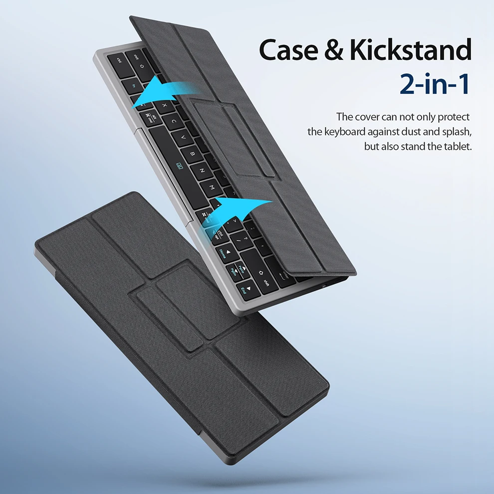 Bluetooth Toetsenbord Opvouwbaar Toetsenbord Met Touchpad Lederen Case Oplaadbare Multi-Device Draadloze Bluetooth 5.2 Tablet Toetsenbord