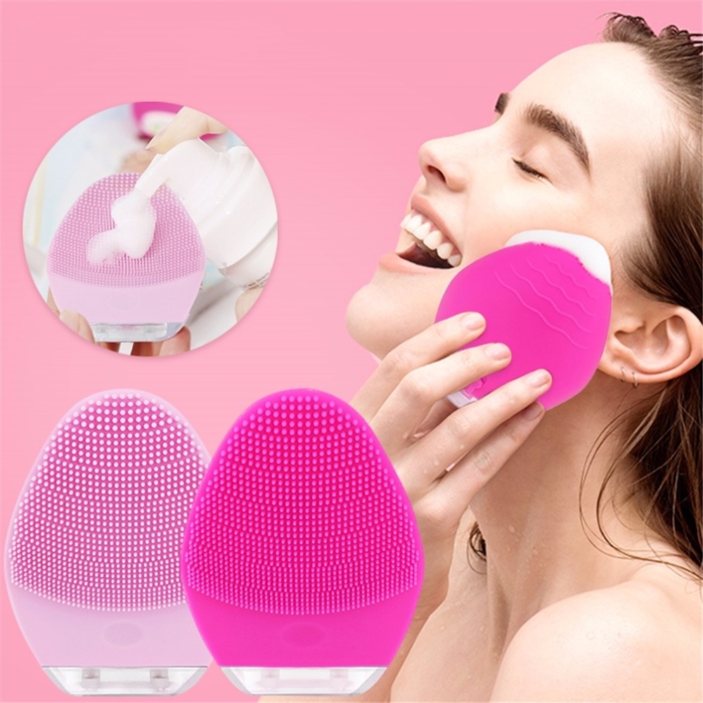 Elektrische siliconen gezichtsreiniger, ultrasone gezichtsmassageborstel, dieptereiniging, vibrator, make-up verwijderaar