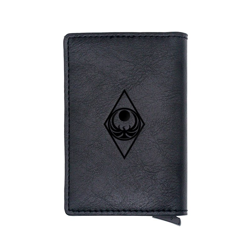 Classic Skyrim Symbol Credit Card Holder Wallet Men Women PU Leather Slim Small Short Purse: BA997-Black