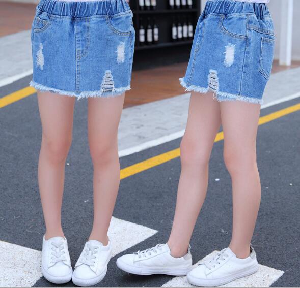 sommer kinder Kleidung Mädchen Shorts Solide Löcher Denim Dünne Baby Mädchen Shorts Für Mädchen Große Kinder Kurze Hosen jean Shorts