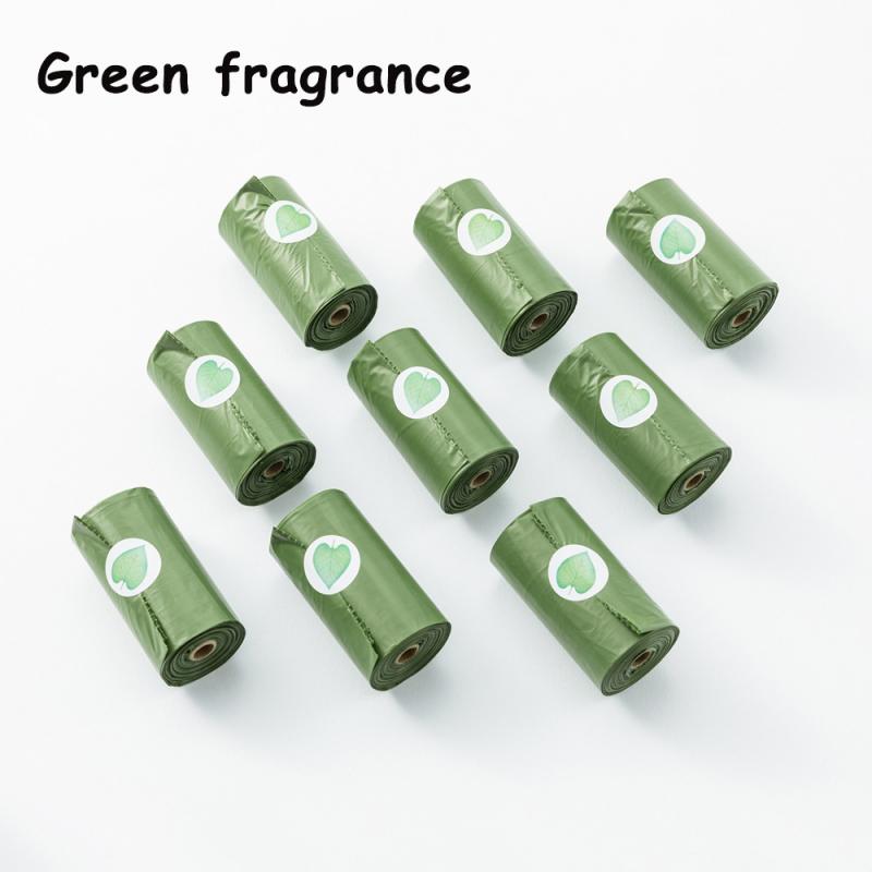 Biodegradable Pet Dog Poop Bag Zero Waste Dog Pooper Bags Paw Doggy Litter Poop Bag Dispenser Pets Products For Dogs: Green fragrance