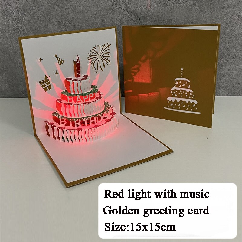 Carte de joyeux anniversaire 3D pour enfants, carte de musique à gâteau d&#39;anniversaire pour femme et mari, cartes de vœux Pop-Up, cartes postales, avec enveloppe: style 8