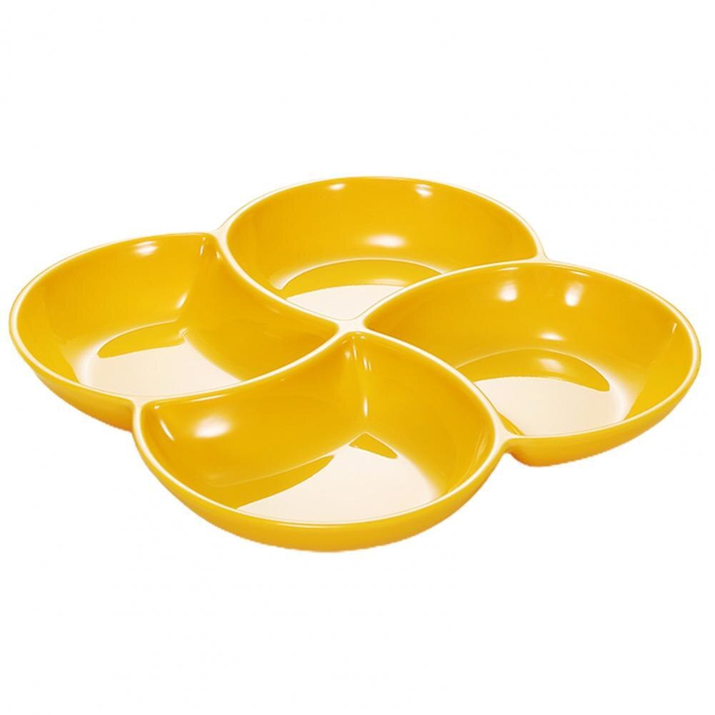 Smooth 4-Compartment Thick Divided Serving Platter for Bar: Yellow