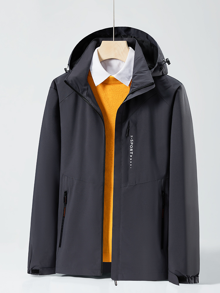 Spring Autumn Casual Jacket Men/Women Outdoor Waterproof and Windproof Hooded Windbreaker Coats: XXL / Dark Grey