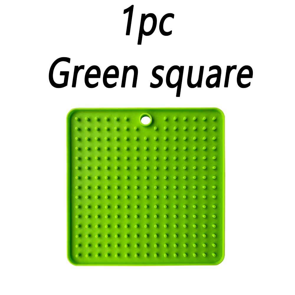 2 pièces Lickimat Bol pour Chiens Pet Gamelle Pour Ingestion Lente L'anxiété Chien Alimentaire Conteneur Silicone Lécher Tapis Pour chats Produits D'alimentation pour Accessoires: 1pc square green