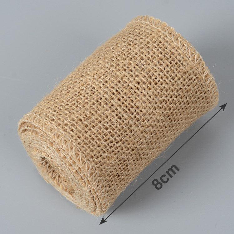 2 meter/rulle jute säckväv band tejp naturlig hampa band gör det själv påse material bröllopsfest dekoration hantverk tillbehör inslagning: 8cm