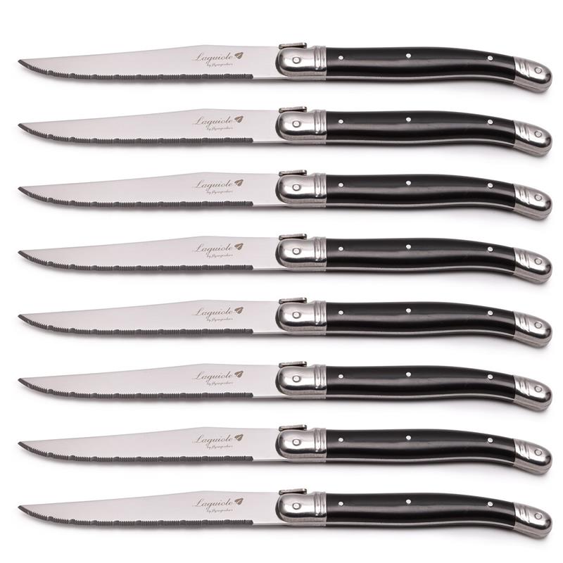 9 &#39;&#39;Laguiole Rvs Steak Messen Diner Mes Zwarte Bestek Tafel Mes Servies Sets Restaurant Home Bar Flatwatware