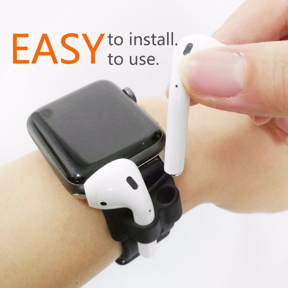 Support d'écouteurs Bluetooth en Silicone Anti-perte, pour AirPods Apple i7, Clip de support d'écouteurs pour Apple Watch