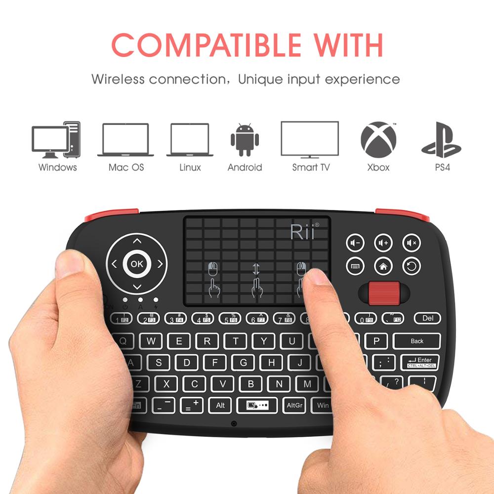 Rii i4 Mini Bluetooth Keyboard 2.4GHz Dual Modes Handheld Fingerboard Backlit Mouse Touchpad Remote Control for Windows Android