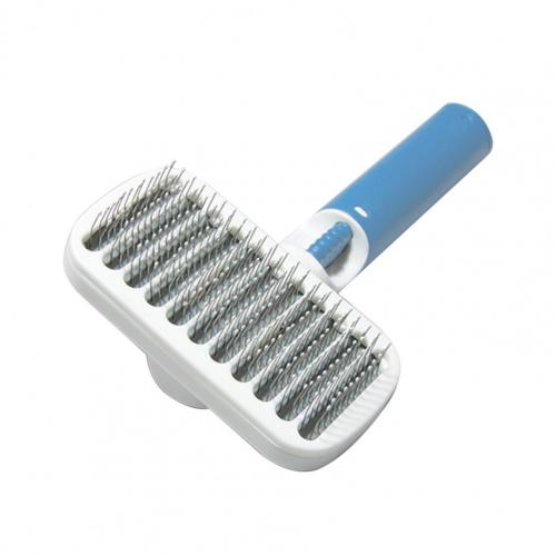 Brosse de Massage en acier inoxydable pour animaux de compagnie, peigne incliné, dents, facile à utiliser, brosse de toilettage pour chat:  Blue Square