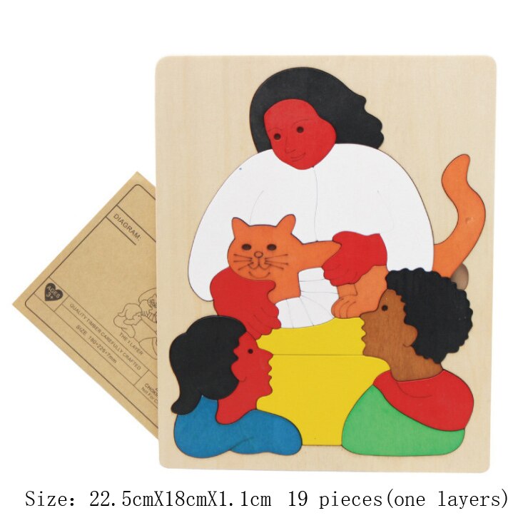 Creativo Fai Da Te A Più Strati Bambini di Assemblaggio Jigsaw Puzzle Educativi Strumenti di Apprendimento di Legno 3d Puzzle Giocattoli Del Bambino Del Fumetto Dei Capretti N027: Argento