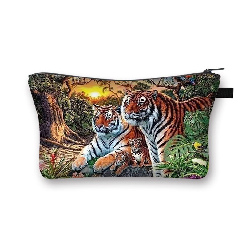 Biały nadruk tygrysa kosmetyczka moda kosmetyczka kosmetyczka torebka na suwak Organizer podróżna kosmetyczka kosmetyczka dziewczyny Mini torebka: shzbtiger17