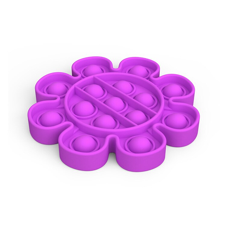 Silicone Push pop Poke pop Bubble Sensory Fidget Toy, Pop It Fidget Toy, Squeeze Sensory Toy, Reliever Stress: Flowers Purple
