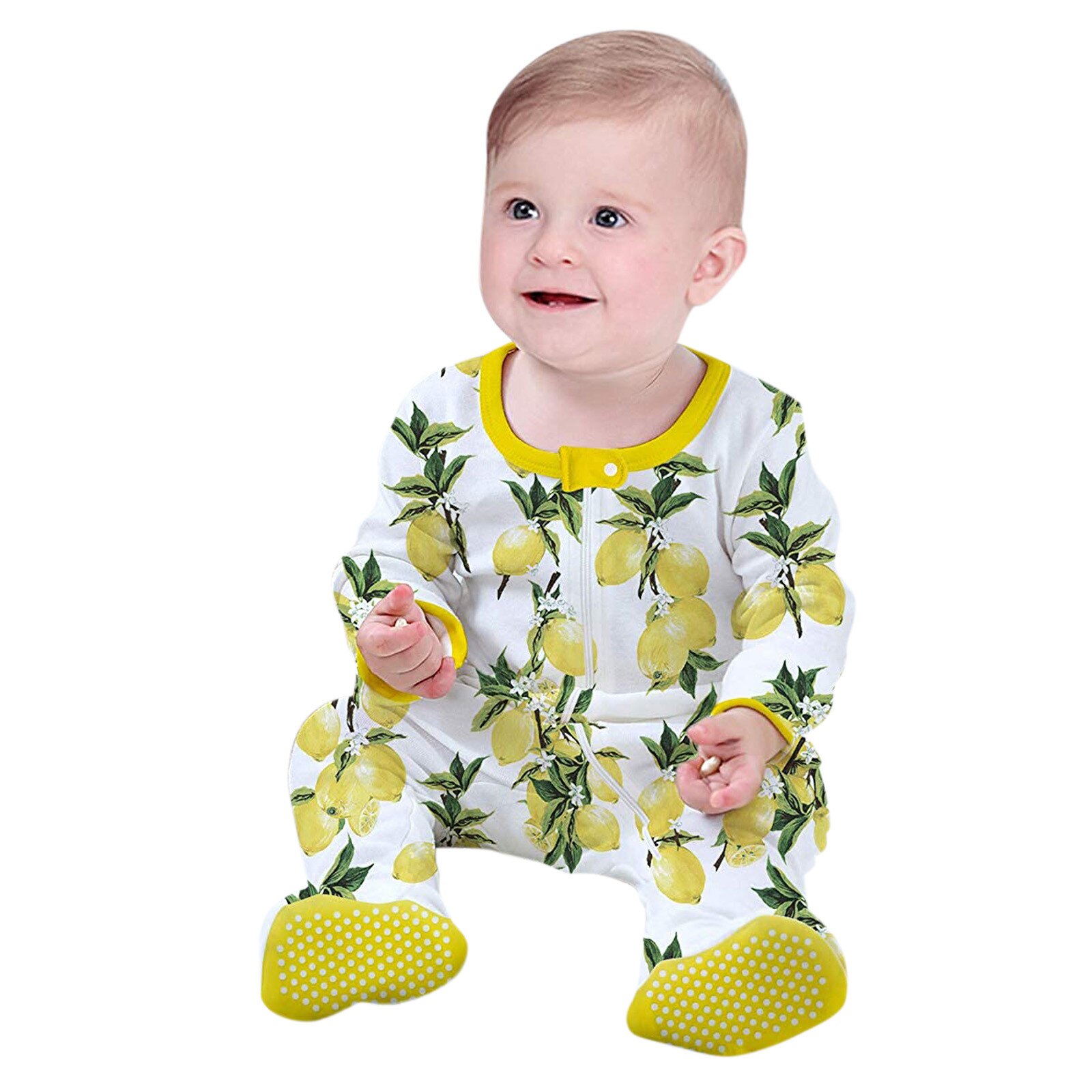 Baby Romper Kleding Baby Baby Jongens Meisjes Citroen Print Pyjama Sleeper Rits Footed Romper Jumpsuit Bebek Giyim