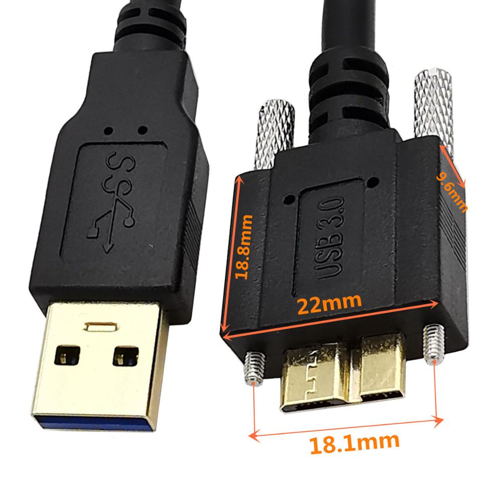 Gold-plated USB 3.0 A Male to Micro B Male 90° Angle with optional Screw Locking Cable for camera hard disk box player 0.3m-3m