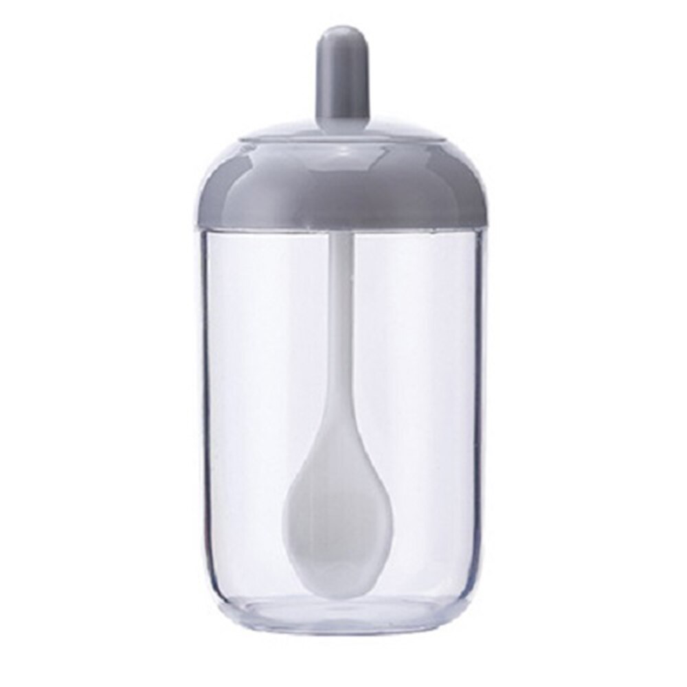 Gewürz Glas Mit Deckel Löffel Set Kunststoff Kräuter Würze Dosen Salz Lagerung Container Dichtung Box Pfeffer Gewürz Dosen Küche Veranstalter: Licht Grau