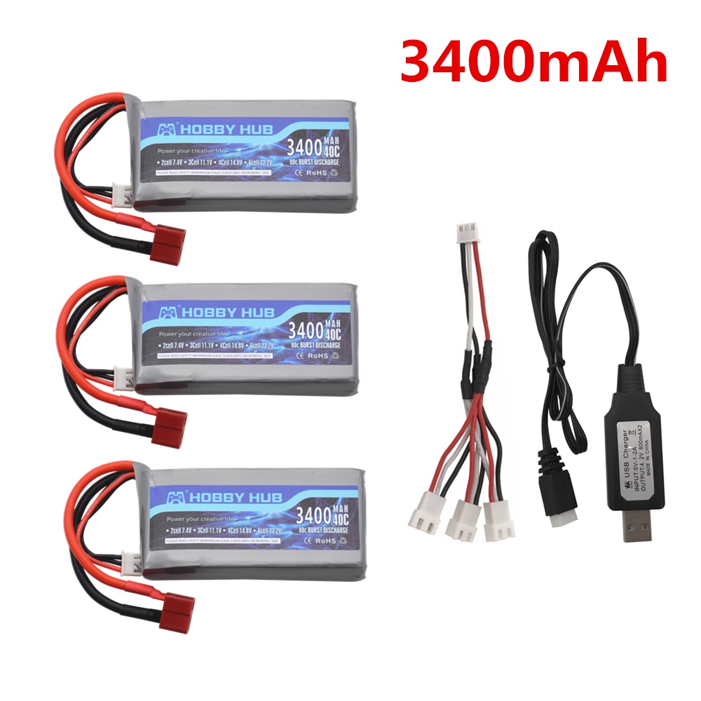 Batería Lipo de 7,4 v y 3400mah para Wltoys 12428 12423, vehículo RC de cuatro ruedas, coche de control remoto, batería de 1500mAH, 7,4 v, 03 Q39 Feiyue, pieza de cargador de control remoto