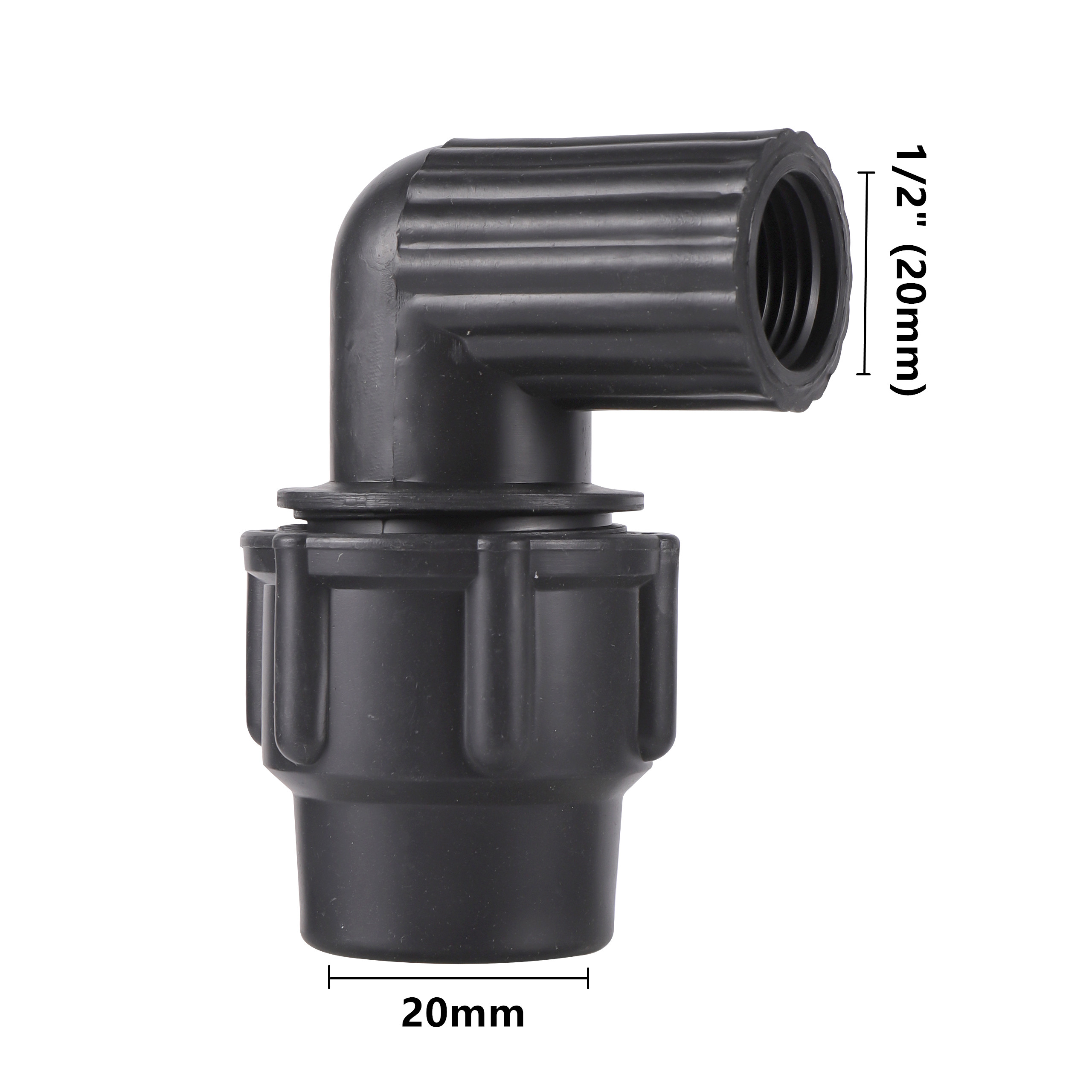 1/2" 3/4" 1" Female Male Thread to 20/25/32mm 90 Degree Reducing Elbow Water Connector Black PE Pipe PVC Tube Connection Joint: 1I2 to 20mm