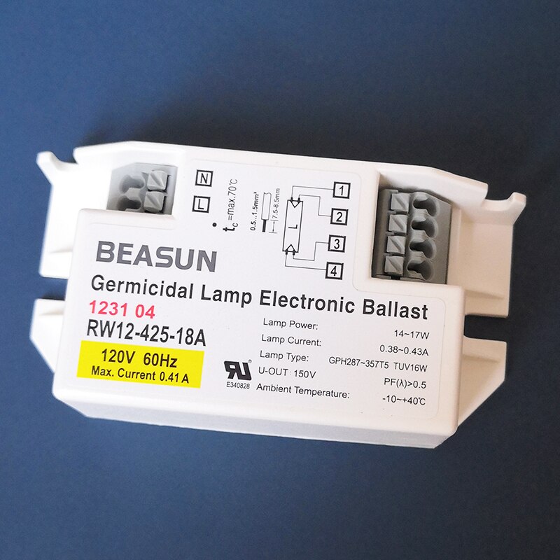 RW12-425-18 RW12-425-18A BEASUN 120V 230V 14-17W Germicidal UV Lamp Electronic Ballasts for Lamp GPH287-357T5 TUV16W: 120V