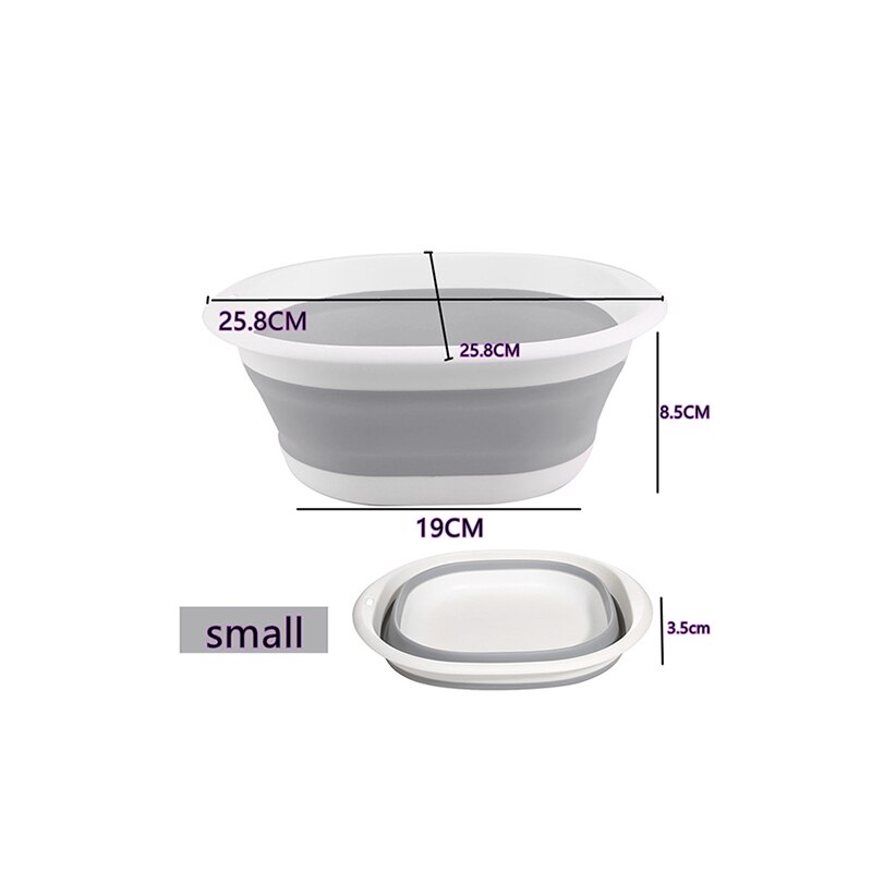 Plastic Folding Basins Portable Wash Basins Folding Laundry Tub Bathroom Kitchen Accessori Travel Folding Wash Basin Three Model: grey  Small