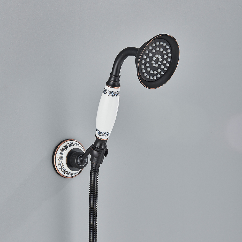 Antique Brass Shower Mixer Valve Toilet Filling Valves Wall Handshower Bracket Shower Arm Extend Tube Double Triangle Valve: army green