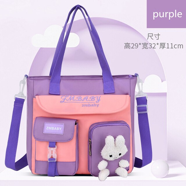 Sac à dos dessin animé lapin pour enfants, cartable pour écoliers du primaire, cartable mignon pour filles et garçons: HANGBAG purple
