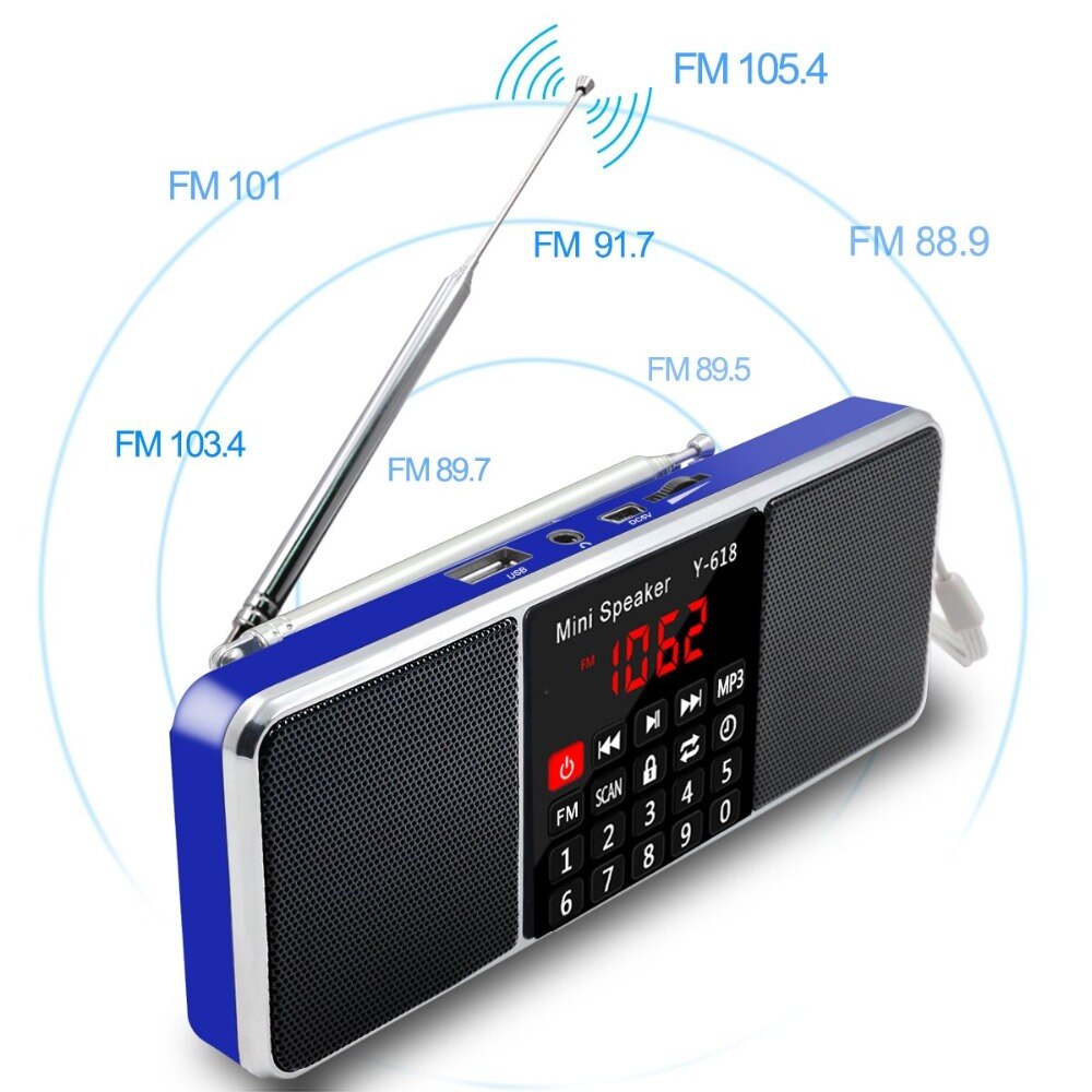 Lefon Portable Mini FM Radio Receiver Speaker MP3 Player Support TF Card USB Drive LED Screen Display Time Shutdown Dab Radios