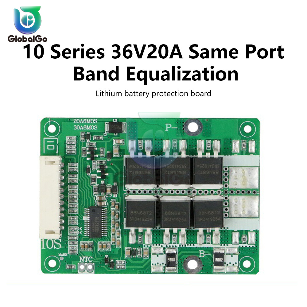 BMS 10S 36V 20A 18650 Batterijlaadbordbalans egaliseren PCM-kortsluitbeveiliging