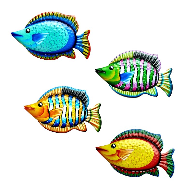 1 Pc Metalen Vis Opknoping Muur Decor Art Badkamer Slaapkamer Sculptuur Ornament Voor Tuin Zwembad Patio Decoratie