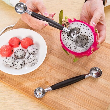 Stalinless Steel Dual Double-end Melon Baller Scoop Fruit Spoon Ice Cream Dessert Sorbet Kitchenware Scoop Cook Tool